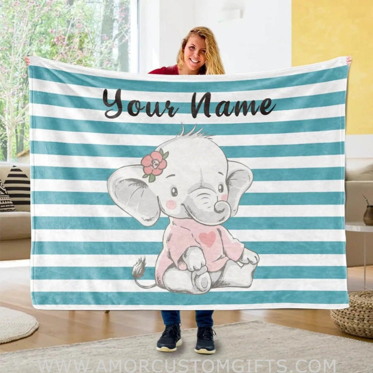 Blankets Boy Elephant Blanket, Custom Name Baby Blanket, Elephant Baby Blanket Boy - Elephant blanket Gifts For kids