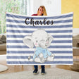 Blankets Boy Elephant Blanket, Custom Name Baby Blanket, Elephant Baby Blanket Boy - Elephant blanket Gifts For kids