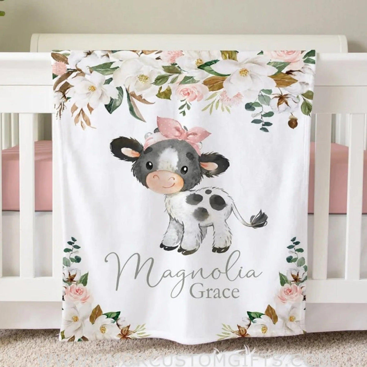 Blankets Cow Blanket, Personalized Baby Blanket Gift, Toddler Blanket, Farm Animal Nursery Decor, Toddler Birthday Gift, Cow Theme Blanket