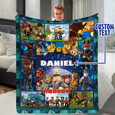 Blankets USA MADE Custom Animation Gaming Film For Boys Blanket, Personalized Fleece Blanket,  Customized Blanket