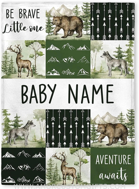 Blankets Custom Baby Blanket - Baby Blanket with Name, Best Gift for Baby, Newborn Woodland Flush Fleece blanket