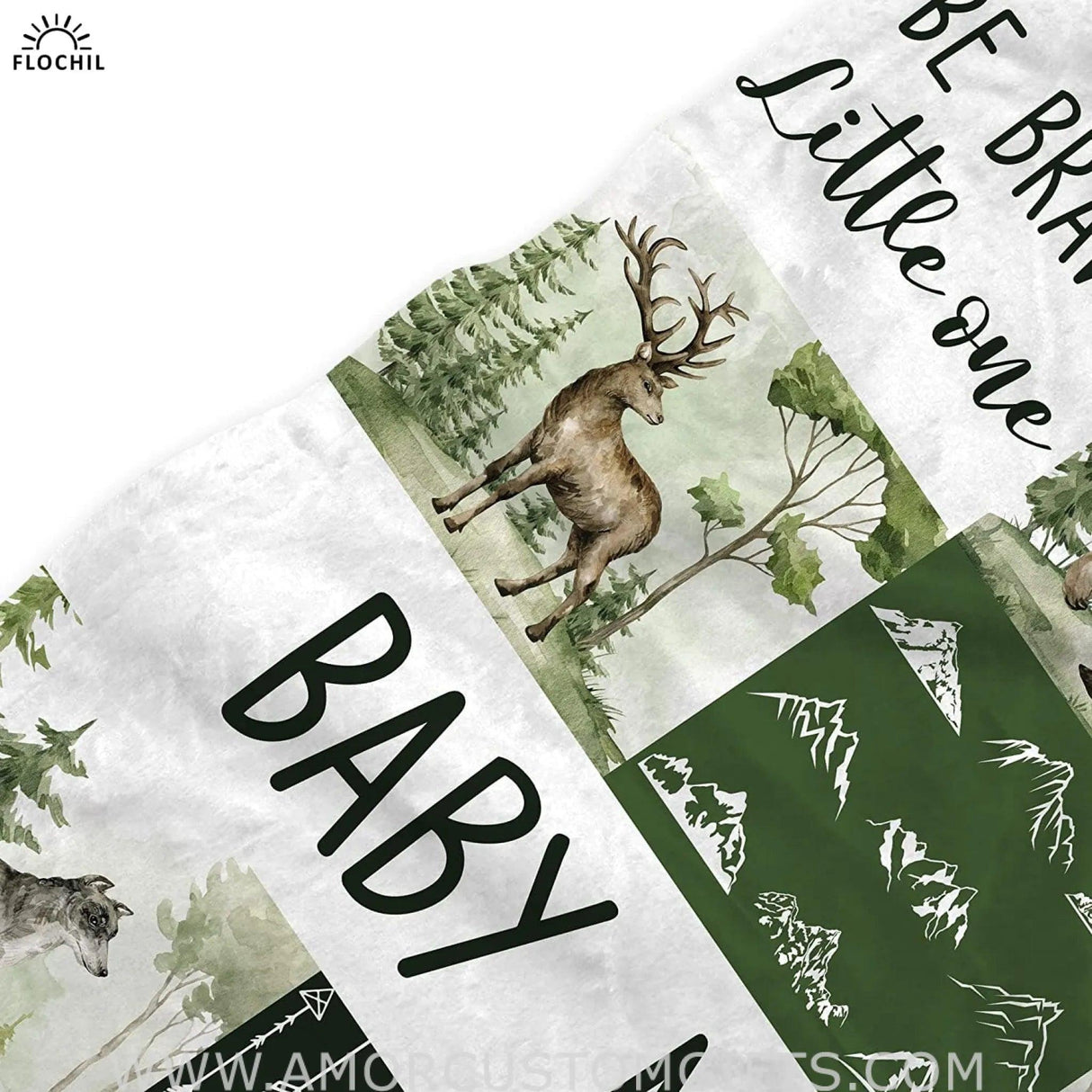 Blankets Custom Baby Blanket - Baby Blanket with Name, Best Gift for Baby, Newborn Woodland Flush Fleece blanket