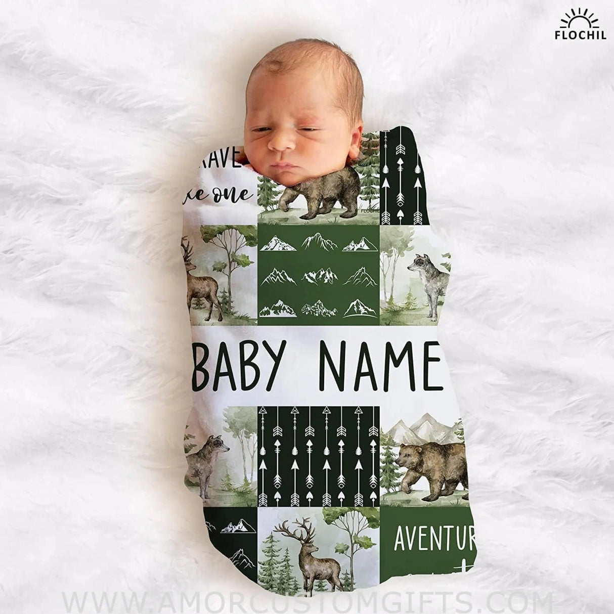 Blankets Custom Baby Blanket - Baby Blanket with Name, Best Gift for Baby, Newborn Woodland Flush Fleece blanket