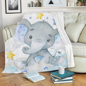 Blankets USA MADE Custom Baby Blankets, Best Gift for Baby, Newborn Elephants Flush Fleece - Starry Elephant Blanket