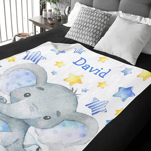 Blankets Custom Baby Blankets, Best Gift for Baby, Newborn Elephants Flush Fleece - Starry Elephant Blanket