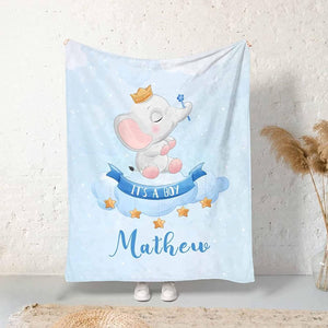 Blankets USA MADE Custom Blanket for Baby Boys Girls, Elephant Blankets for Toddler Fuzzy and Fleece Soft Blanket, Gifts for Kids