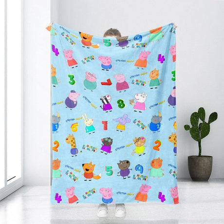 Blankets USA MADE Custom KS Peppa Pig Counting Blanket | Personalized Fleece Blanket,  Customized Blanket