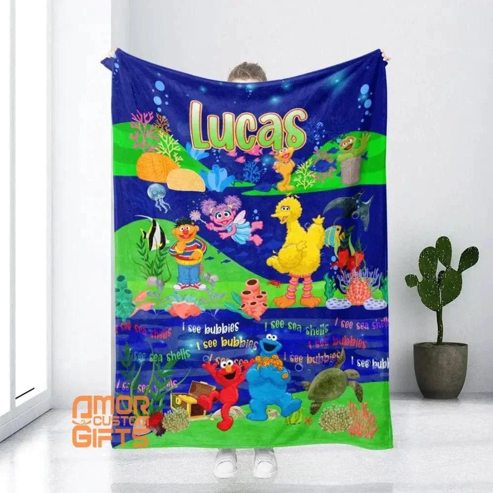 Blankets USA MADE Custom KS Sesame Street Blanket | Personalized Fleece Blanket,  Customized Blanket