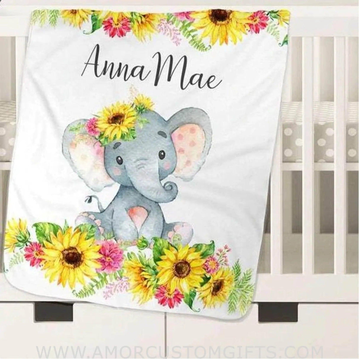 Blankets Custom Name Baby Blanket, Elephant Baby Blanket Girl, Elephant Gifts For Women