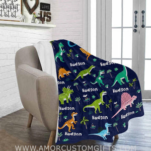 Blankets Custom Name Blankets for Baby Boys Girls - Baby Blankets with Dinosaur for Kids - Funny Throw Blanket with Cute Animal