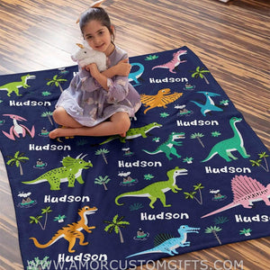 Blankets Custom Name Blankets for Baby Boys Girls - Baby Blankets with Dinosaur for Kids - Funny Throw Blanket with Cute Animal