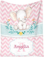 Blankets Custom Name Blankets for Baby Boys Girls - Baby Blankets with Elephant for Kids - Throw Blanket with Cute Animal