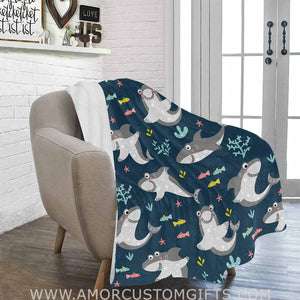 Blankets Custom Name Blankets for Baby Boys Girls - Baby Blankets with Shark Design for Kids - Funny Throw Blanket with Cute Animal