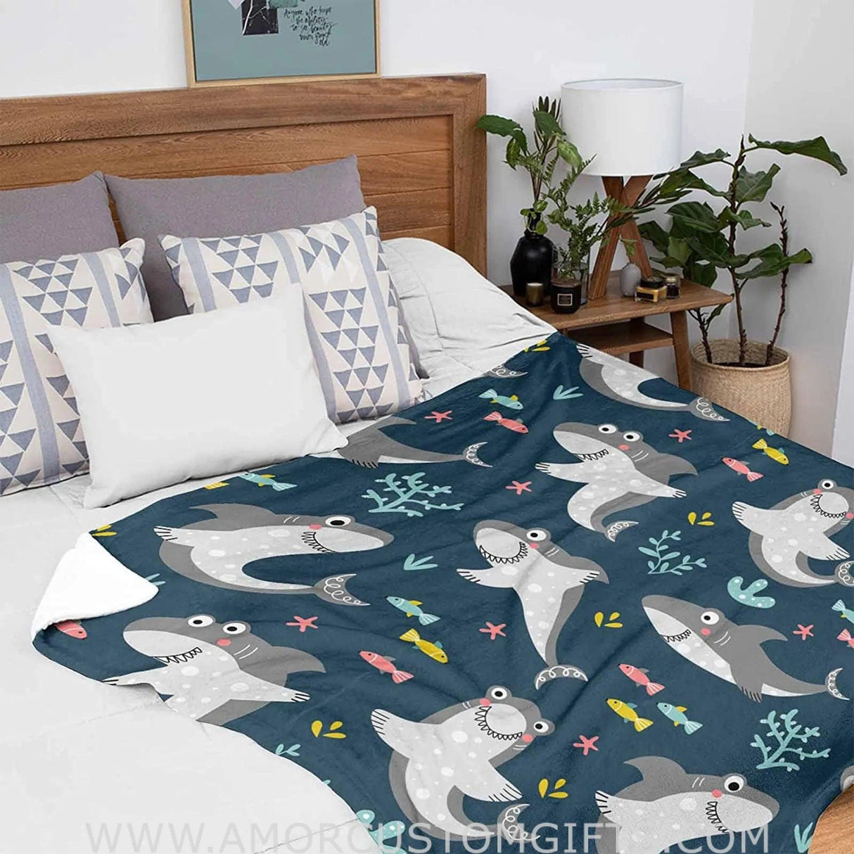 Blankets Custom Name Blankets for Baby Boys Girls - Baby Blankets with Shark Design for Kids - Funny Throw Blanket with Cute Animal