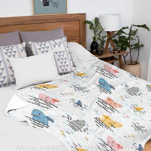 Blankets Custom Name Blankets for Baby Boys Girls - Baby Blankets with Shark Design for Kids - Funny Throw Blanket with Cute Animal