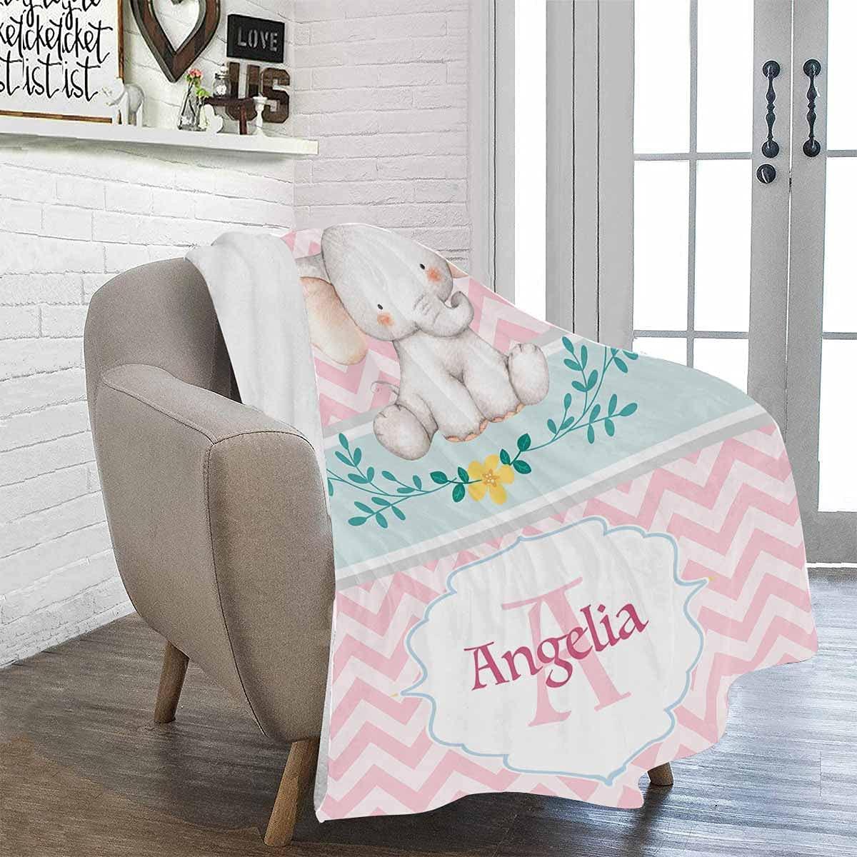 Blankets Custom Name Blankets for Baby Boys Girls Personalized Baby Blankets with Elephant for Kids - Throw Blanket with Cute Animal