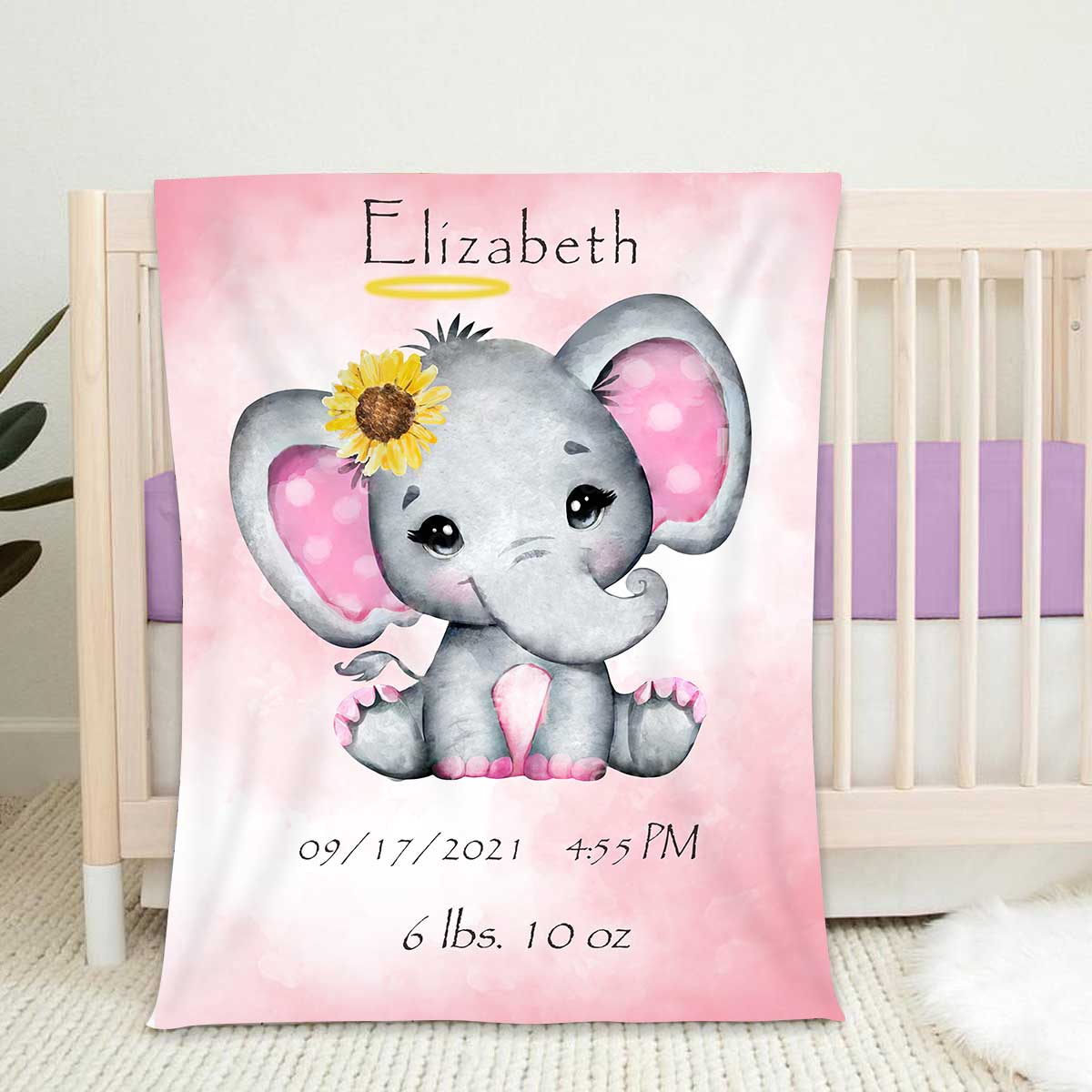 Blankets Customized Baby Blankets, Elephant Throw Blanket First Mothers day Fleece Blanket, Gifts for Newborn from Milky Mama