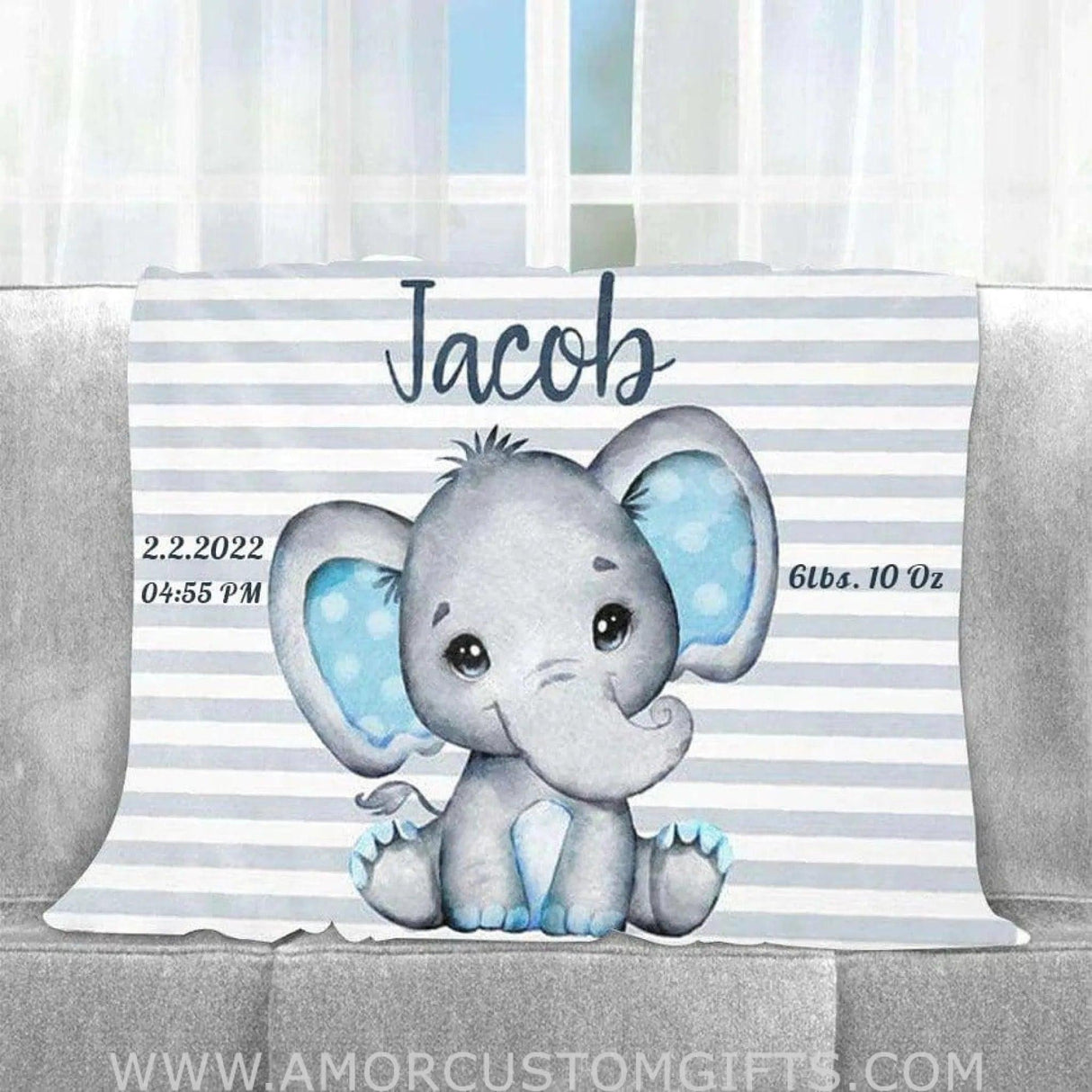 Blankets Customized Elephant Baby Blankets, Sunflowers Elephant Blanket, Gift for Newborn , Boy Birthday and Girl Birthday Baby Blanket Fleece