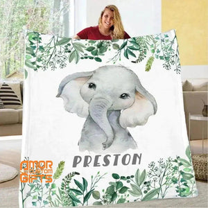 Blankets Customized Floral Baby Name Blankets for Infants Newborns Babies, Floral Elephant Blanket, Baby Girl Name Blanket, Custom Name Baby Shower Gift