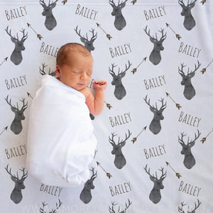 Blankets USA MADE Deer baby blanket, Woodland blanket, Personalized baby boy blanket, Fleece