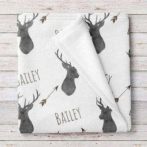 Blankets USA MADE Deer baby blanket, Woodland blanket, Personalized baby boy blanket, Fleece