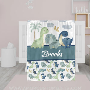 Blankets Dinosaur Personalized Baby Blankets - Custom Baby Blanket with Name for Boys - Soft Plush Fleece