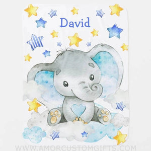 Blankets Elephant Baby Blanket Boy, Custom Swaddle Blanket, Personalized Newborn Swaddle, Blue And Gray Elephant Baby Shower, Boy Swaddle Gift