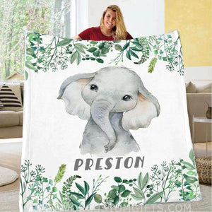 Blankets Elephant Baby Blanket Boy, Custom Swaddle Blanket, Personalized Newborn Swaddle, Blue And Gray Elephant Baby Shower, Boy Swaddle Gift