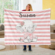 Blankets USA MADE Elephant Blanket, Custom Name Baby Blanket, Elephant Baby Blanket Girl, Boy - Elephant Gifts For Women