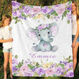 Blankets Floral Rose Elephant Baby Name Blanket, Baby Girl Elephant Blanket, Personalized Blanket for Infants Newborns Babies