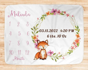 Blankets USA MADE Fox Blanket, Customized Baby Blanket for Little Girl, Gifts for Newborn Throw Blanket, Deer Blanket, Koala Blanket