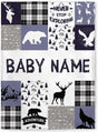 Blankets Newborn Woodland Flush Fleece blanket, Custom Baby Blanket - Baby Blanket with Name for Boys, Best Gift for Baby,