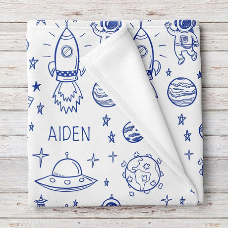 Blankets USA MADE Outer Space Fleece Personalized Baby Blanket, Gift for Kids Toddler - Blanket for Newborn