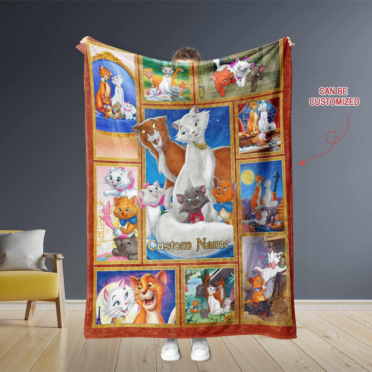 Blankets Personalized Aristocats Blanket | Custom Name Marie The Cat Blanket