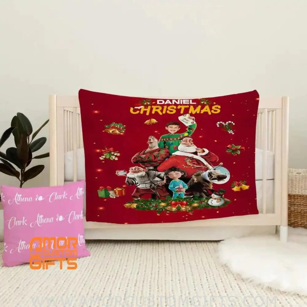 Blankets Personalized Arthur Christmas Blanket | Custom Face & Name Christmas Boy Blanket