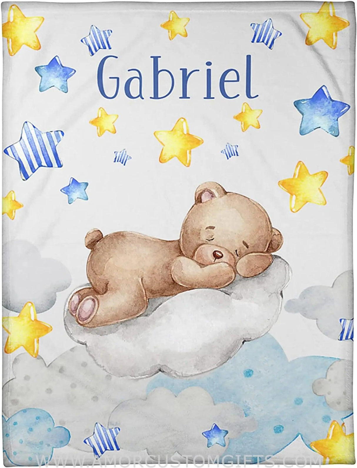 Blankets USA MADE Personalized Baby Blanket - Baby Blankets for Boys Baby Bear with Name - Custom Baby Blankets for Boys - Receiving Baby Blanket Boy