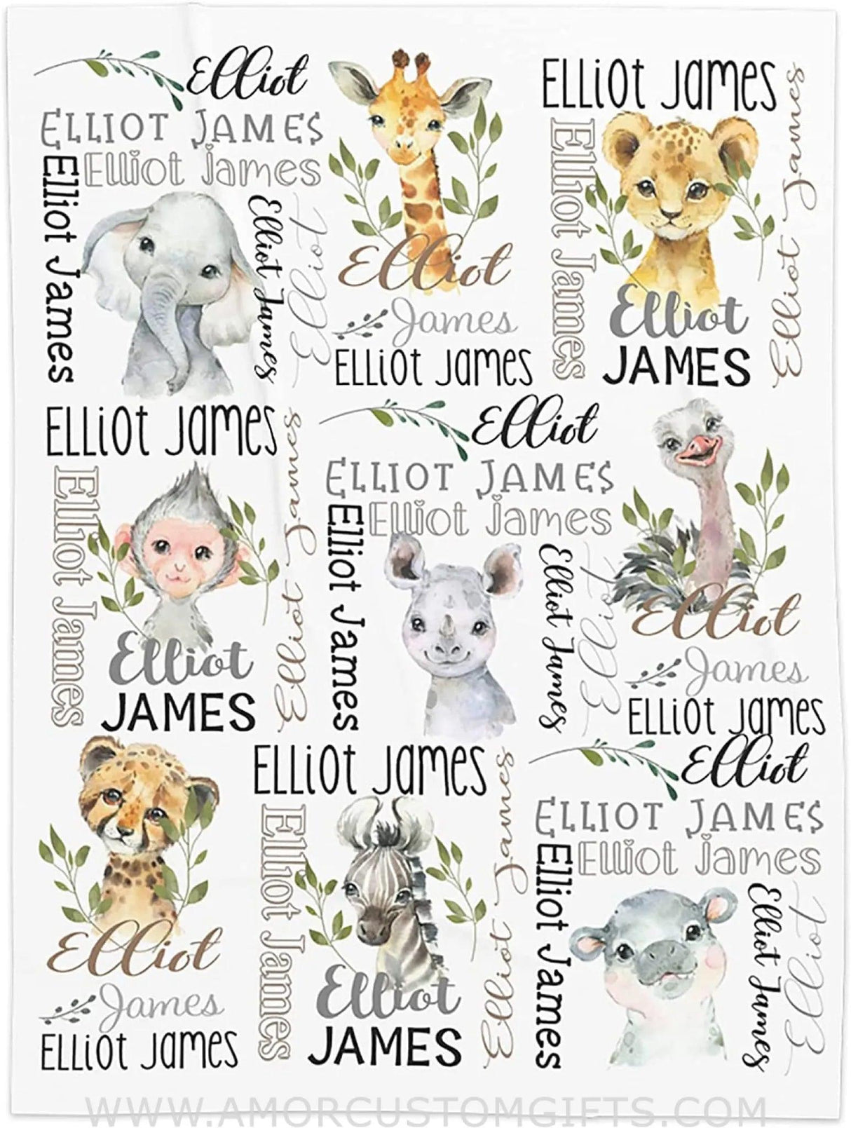 Blankets Personalized Baby Blanket - Baby Blankets for Boys Elephant with Name - Custom Baby Blankets for Boys - Receiving Baby Blanket Boy