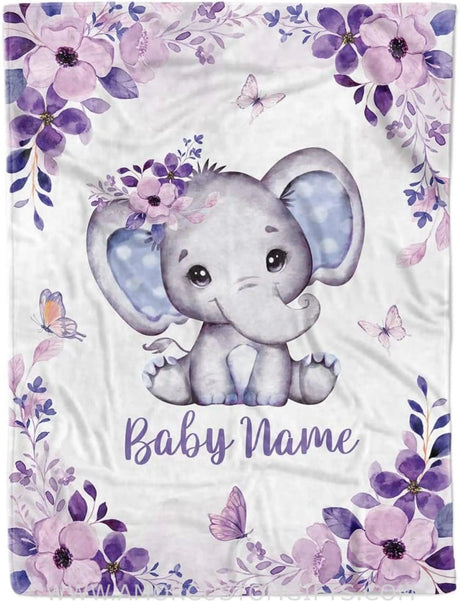 Blankets Personalized Baby Blanket for Girl, Cozy Plush Fleece Blanket, Custom Baby Name