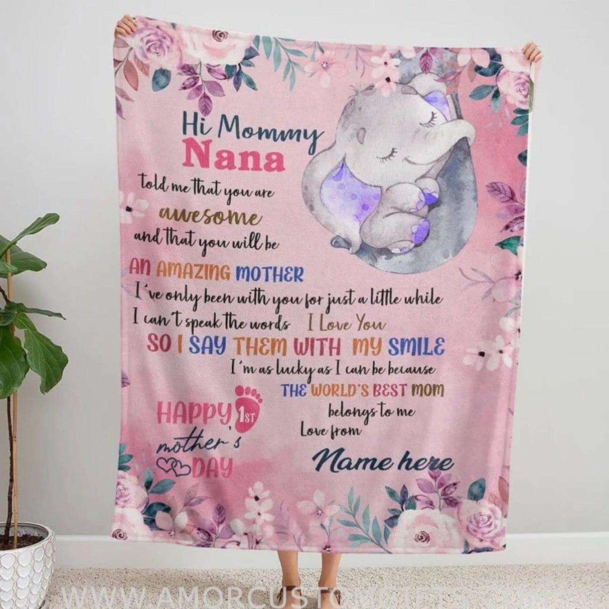 Blankets USA MADE Personalized baby blanket, hi mommy, new born gift, first mother's day gift, personalized baby blanket, custom fleece blanket