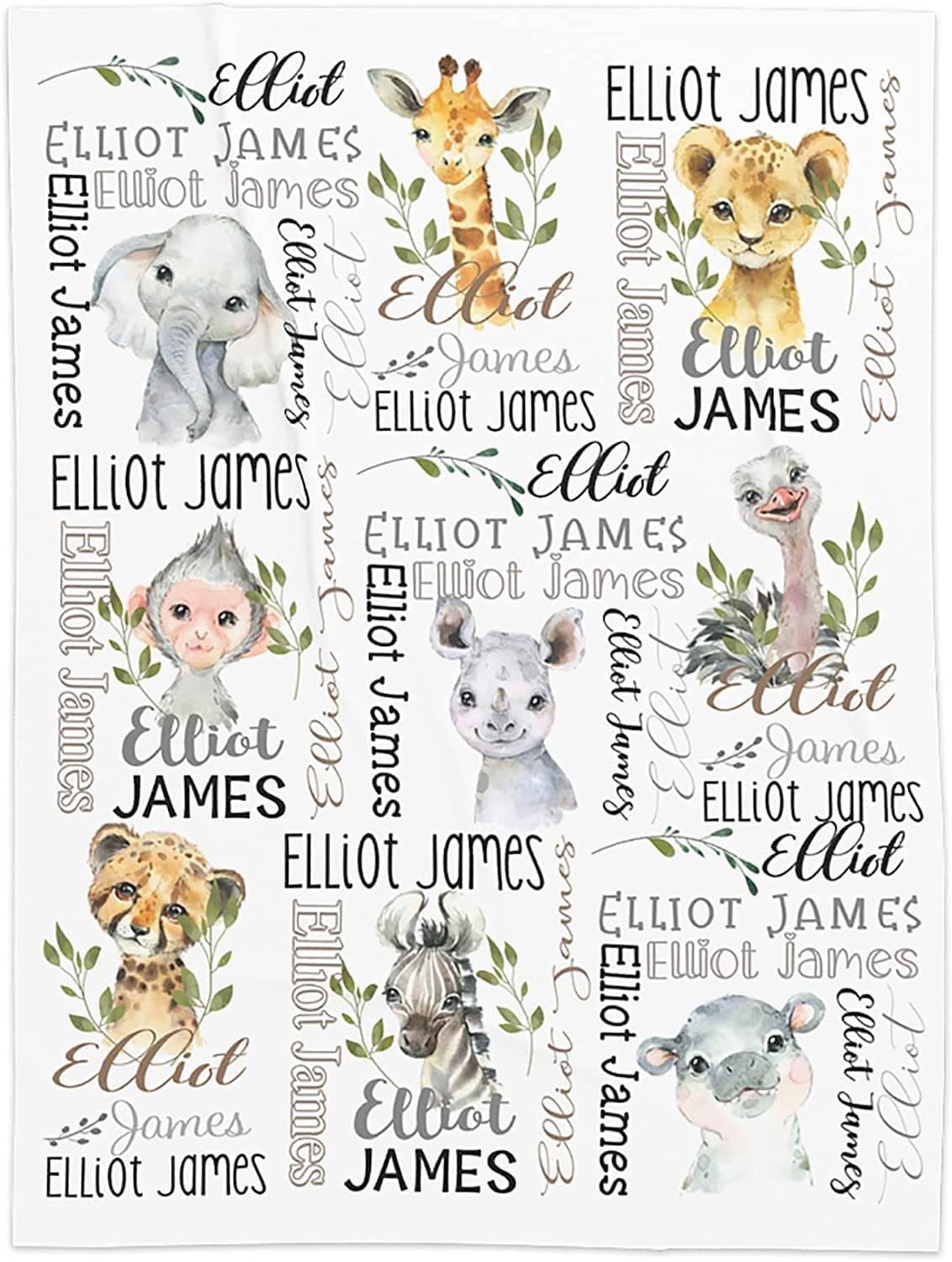 Blankets Personalized Baby Blanket Personalized Baby Blankets for Boys Elephant with Name - Custom Baby Blankets for Boys - Receiving Baby Blanket Boy