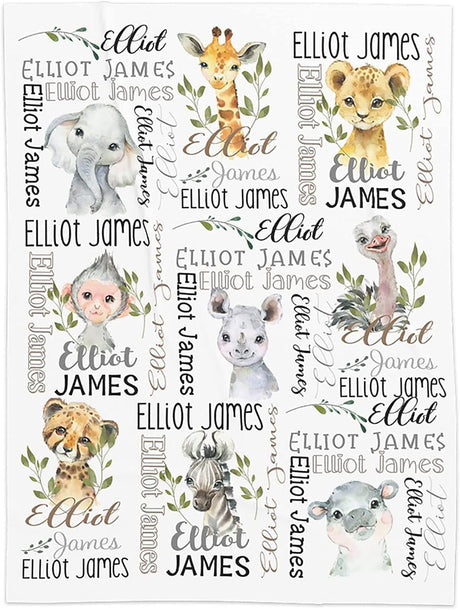 Blankets Personalized Baby Blanket Personalized Baby Blankets for Boys Elephant with Name - Custom Baby Blankets for Boys - Receiving Baby Blanket Boy