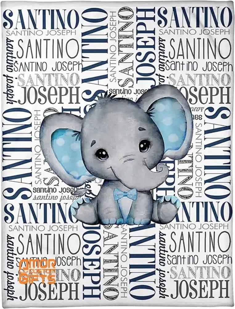 Blankets Personalized Baby Blanket Personalized Baby Blankets for Boys Elephant with Name - Elephant Baby Boy Blanket , Fleece, Sherpa Baby Blanket