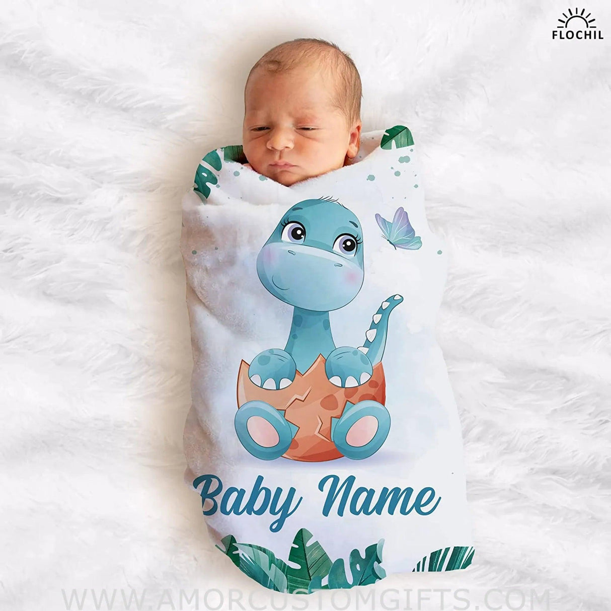 Blankets Personalized Baby Blankets, Custom Baby Blanket - Baby Blanket with Name for Boys, Best Gift for Baby, Newborn Dinosaur Flush Fleece