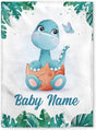 Blankets Personalized Baby Blankets, Custom Baby Blanket - Baby Blanket with Name for Boys, Best Gift for Baby, Newborn Dinosaur Flush Fleece