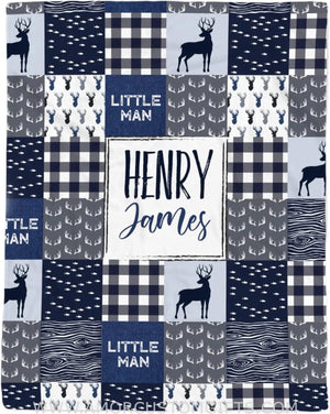 Blankets Personalized Baby Blankets Deer, Navy Deer Blanket Baby, Baby Boy Deer Blanket, Deer Blankets for Babies