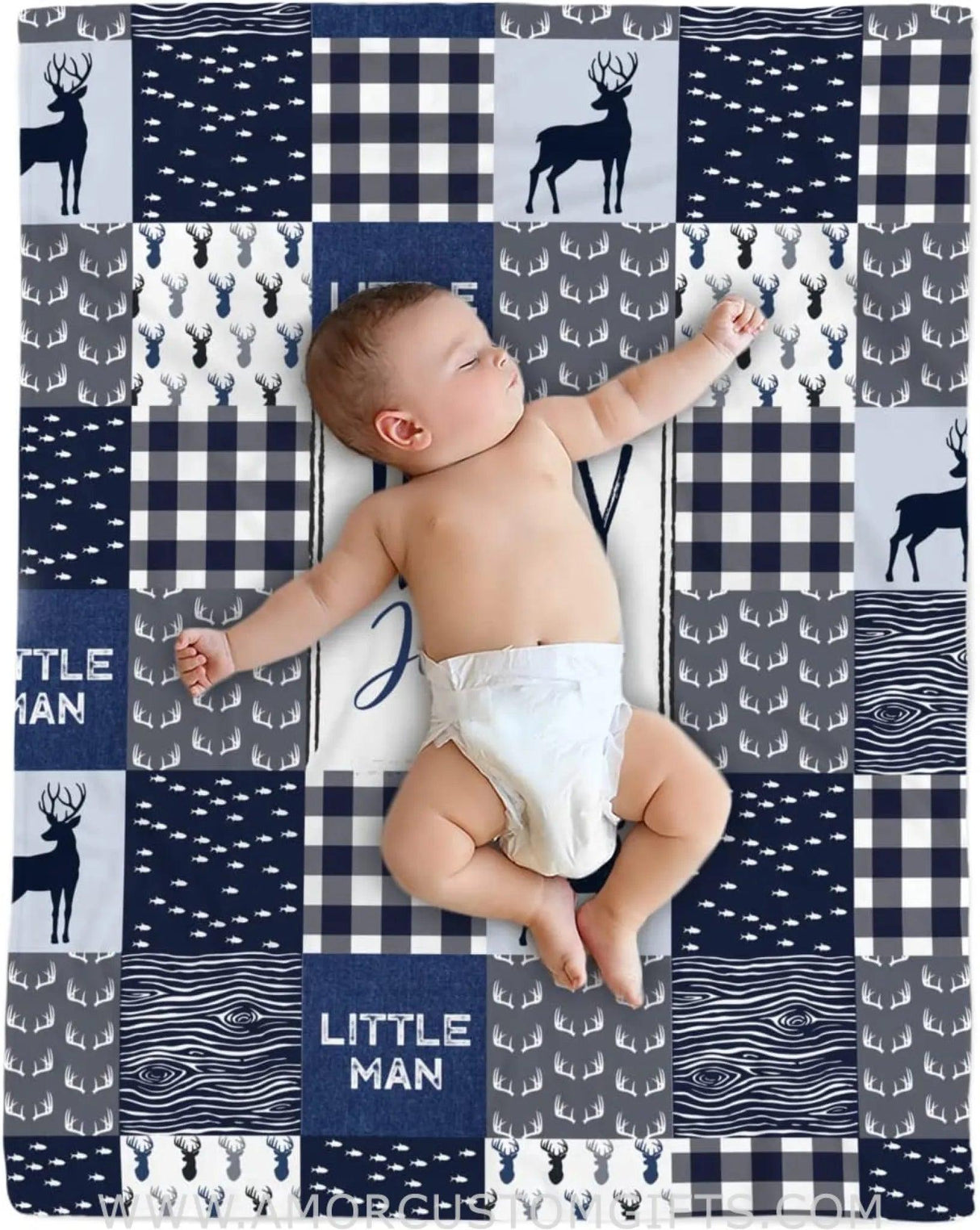 Blankets Personalized Baby Blankets Deer, Navy Deer Blanket Baby, Baby Boy Deer Blanket, Deer Blankets for Babies