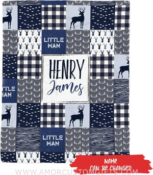 Blankets Personalized Baby Blankets Deer, Navy Deer Blanket Baby, Baby Boy Deer Blanket, Deer Blankets for Babies