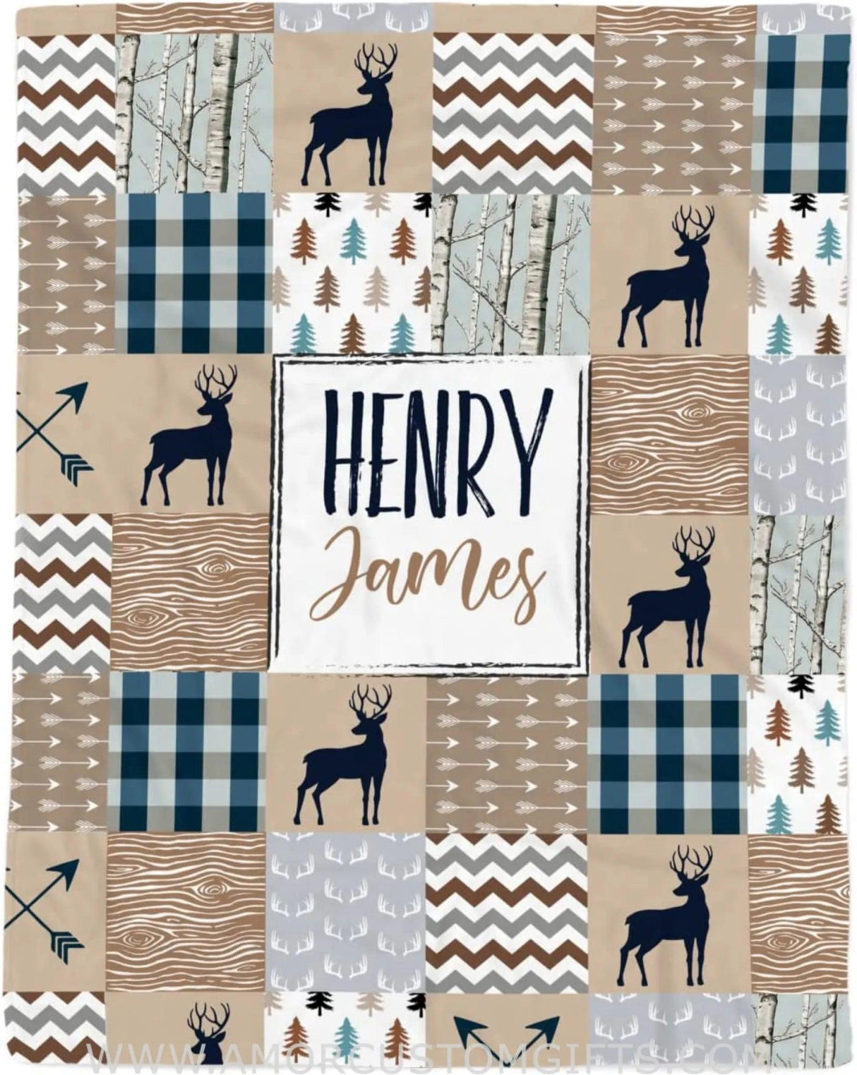 Blankets Personalized Baby Blankets Deer, Square Brown Deer Blanket Baby, Baby Boy Deer Blanket, Deer Blankets for Babies