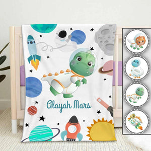 Blankets Personalized Baby Blankets, Dinosaurs Explore the planet Baby Blankets for Little Boy and Girl Astronauts Fleece Blanket , Sherpa Blanket