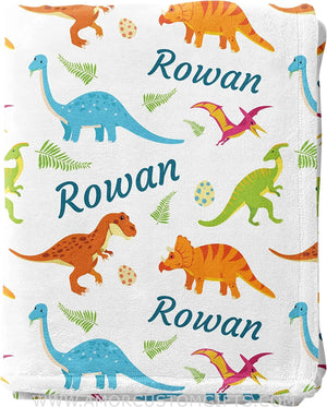 Blankets USA MADE Personalized Baby Blankets for Boys Dinosaurs, Blankets for Baby Shower, Birthday, Christmas, New Mom